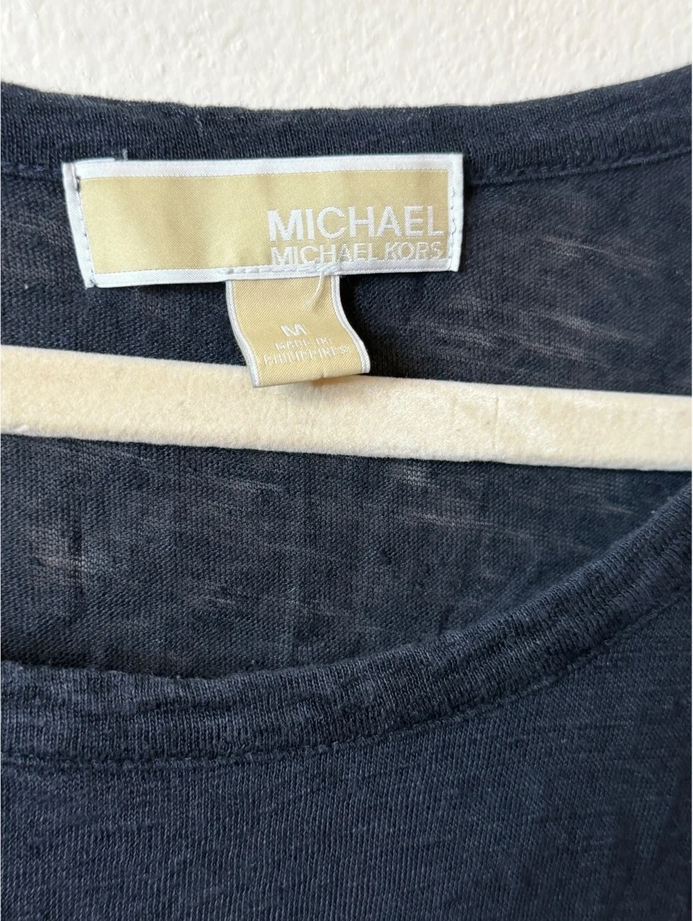Michael Kors navy sheer Linen Short Sleeve Top Medium